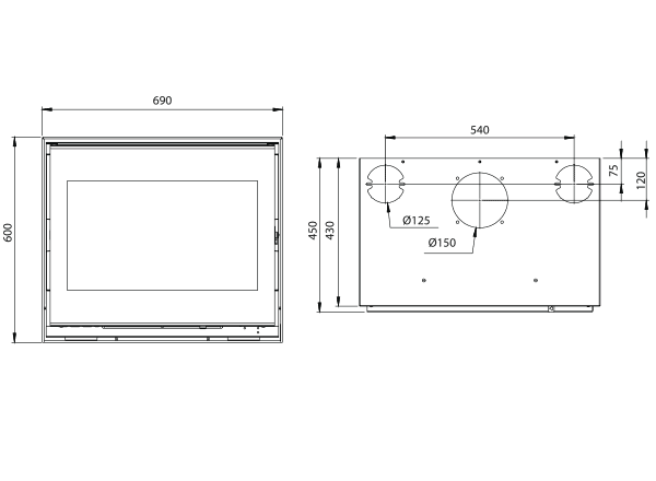 Dovre 2620SC/B Multifuel Closed Combustion Fireplace Insert With Fans - Image 2