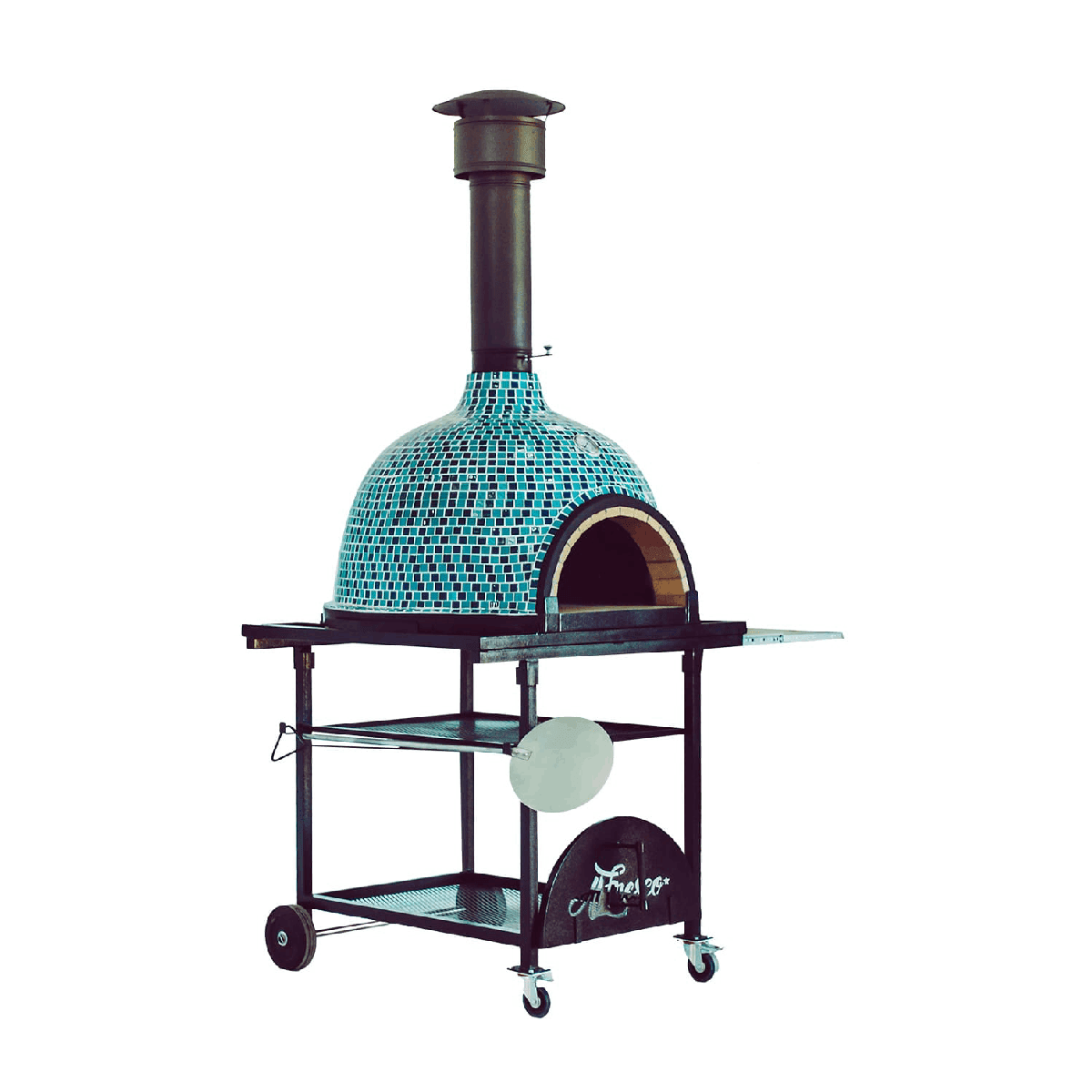 Al Fresco Festivo - Wood-fire Mosaic Pizza Oven Al Fresco Festivo (3-4 Pizzas) (optional Mobile Stand) - Mixed Squares Design - Image 7