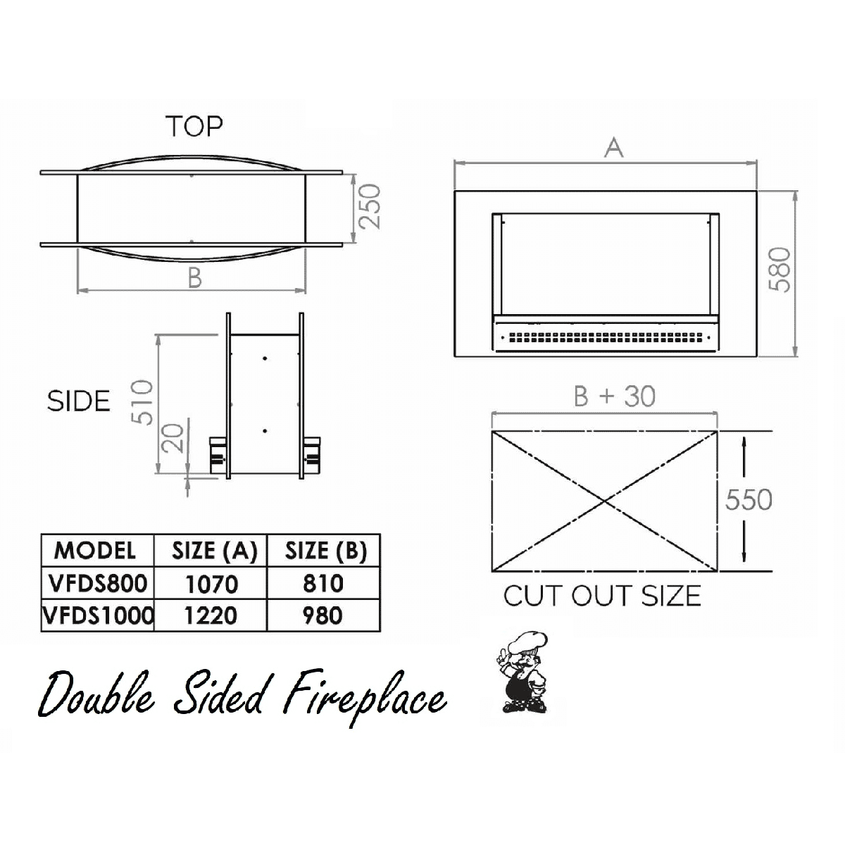 Chad-O-Chef 1000 Double Sided Fireplace - Image 2