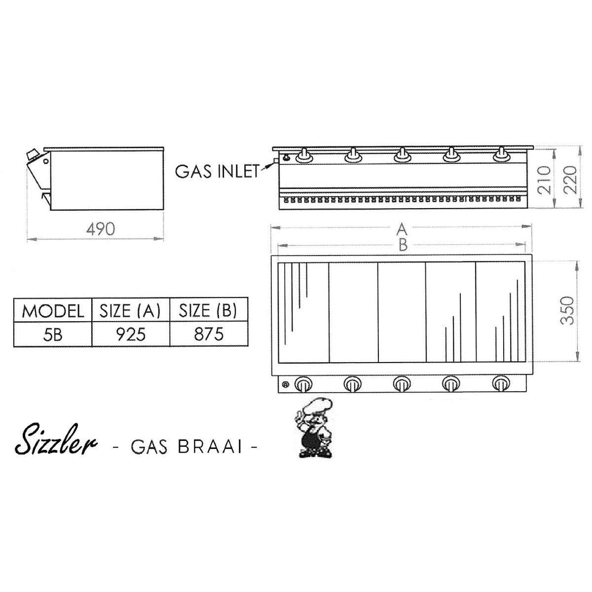 Chad-O-Chef 5 Burner Sizzler - Gas Braai - Image 6
