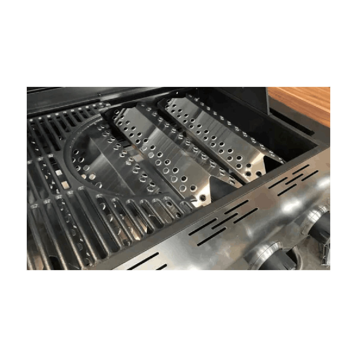 Outback Jupiter Hybrid Multi-Cooking Surface Braai - 4 burners - Gas/Briquettes (Black) - Image 3