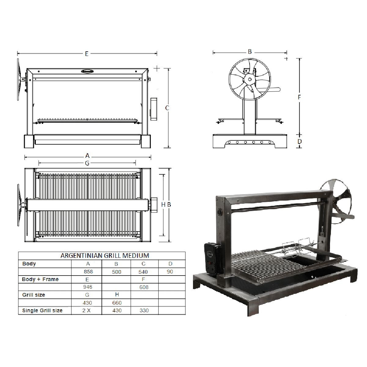 Jetmaster Medium Argentinian Grill - Rotisserie included - Image 4