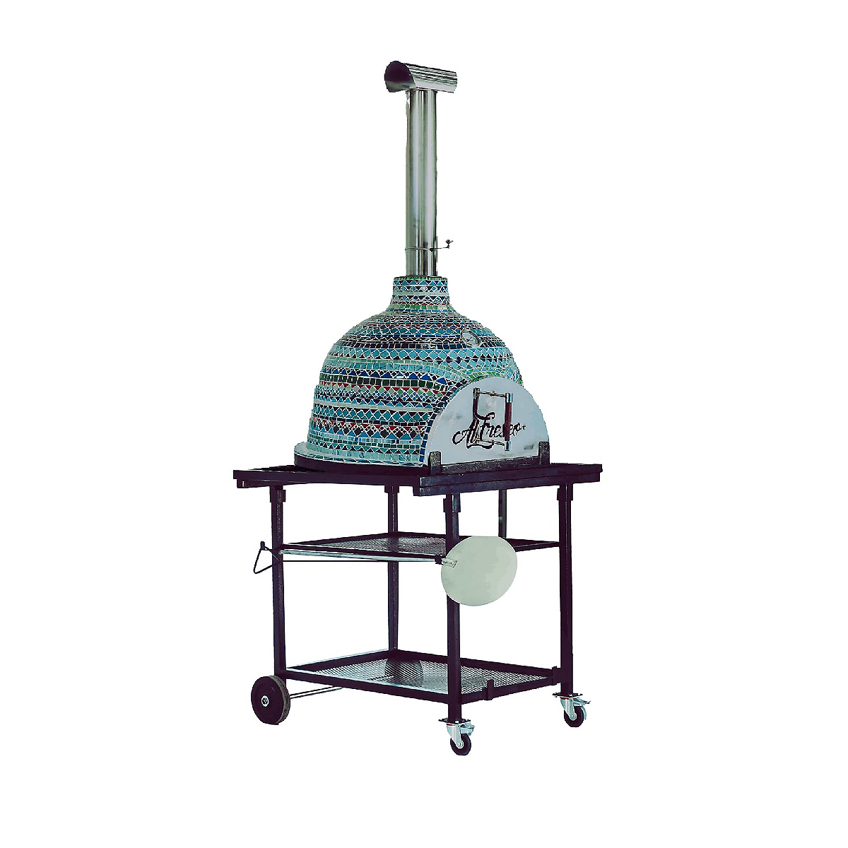 Al Fresco Grande - Wood-fire Mosaic Pizza Oven (2-3 pizzas) (optional Mobile Stand) - Moroccan Design - Image 6