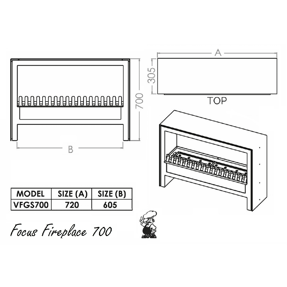 Chad-O-Chef Focus Fireplace (VFGS-700) NEW! - Image 7