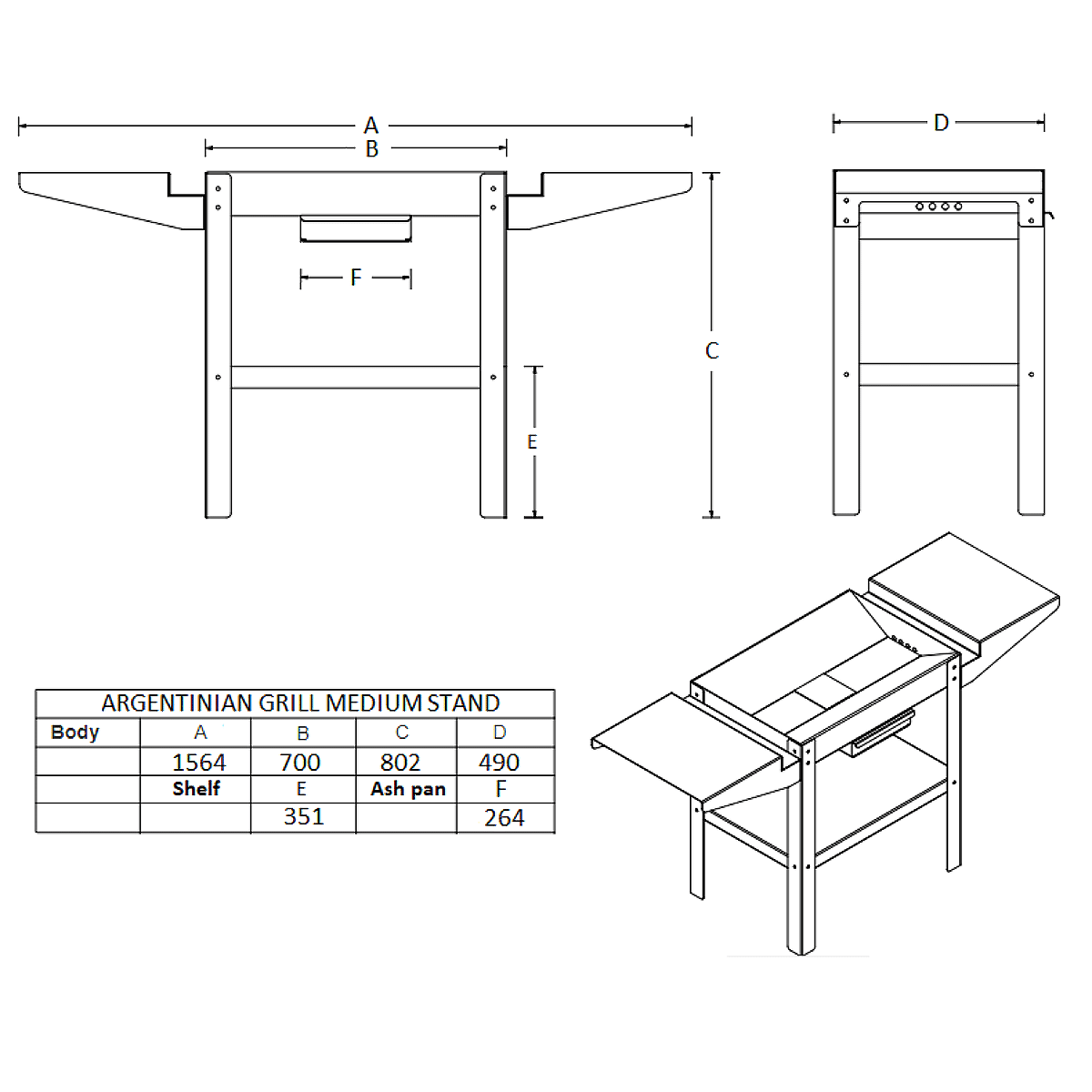 Jetmaster Argentinian Grill Stand Medium Mild Steel (Black) - Image 3