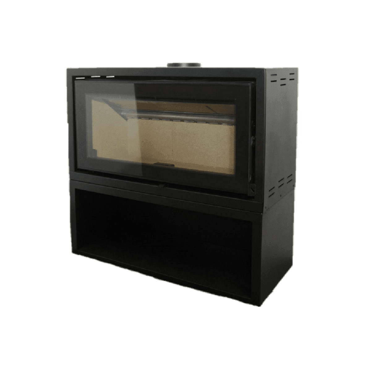 Jetmaster FIRESCAPE 1060 with Wood Box Slow Combustion Single Sided Freestanding Fireplace