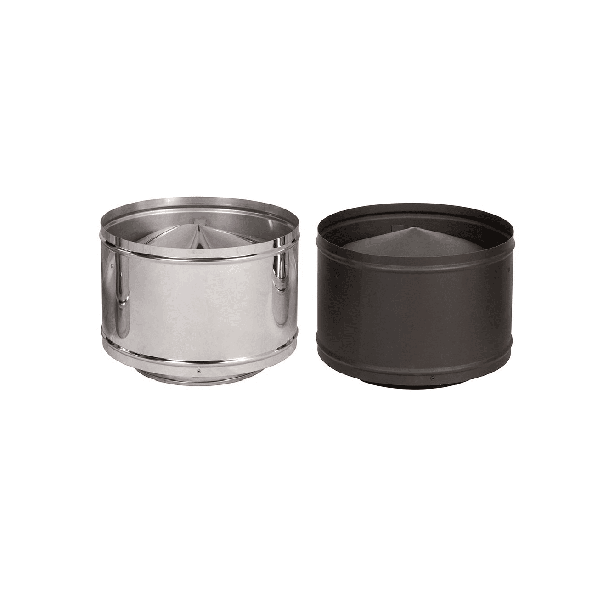 Homefires HIGH WIND FIXED COWL S/S - double wall 200(int.dia)/260 black or silver - insulated pipe