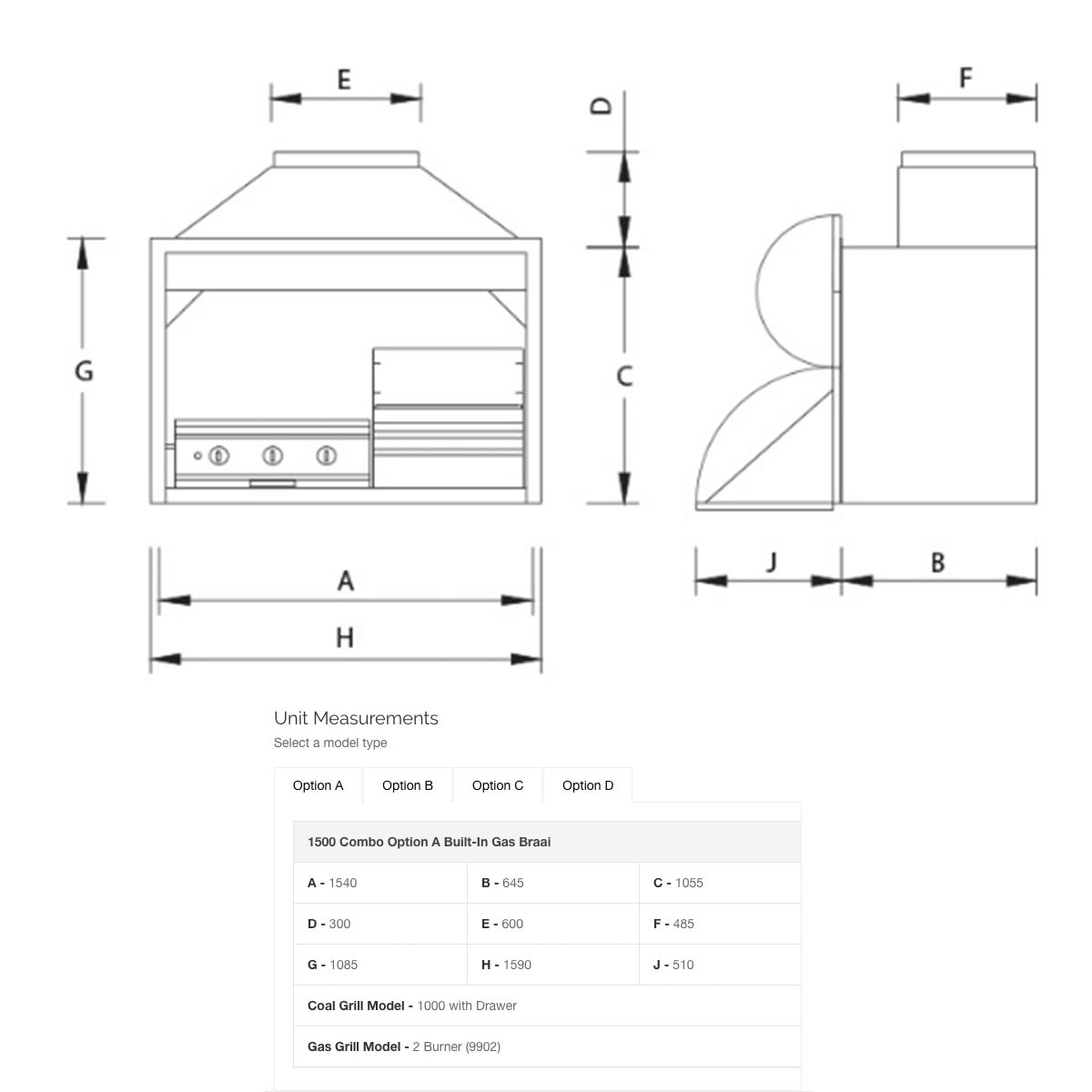 Homefires 1500 Combo Built-in Braai (With 5 burner insert) - Image 2