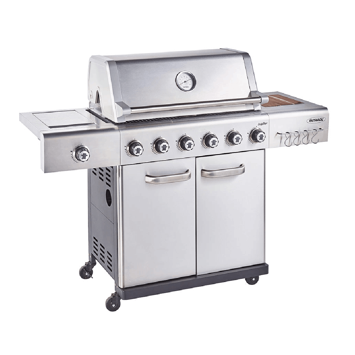 Outback JUPITER Hybrid Braai - 6 burners - Stainless Steel - Gas/Briquettes