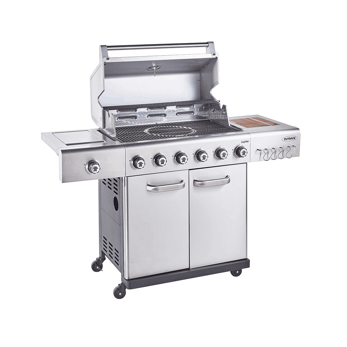 Outback JUPITER Hybrid Braai - 6 burners - Stainless Steel - Gas/Briquettes - Image 4