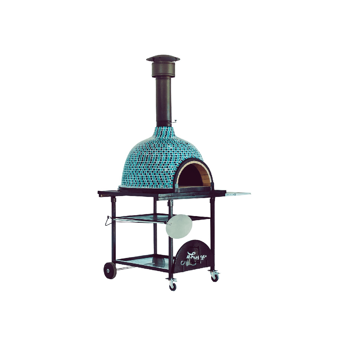 Al Fresco Magnifique - Wood-fire Mosaic Pizza Oven (1-2 pizzas) (optional Mobile Stand) - Mixed Squares Design - Image 5