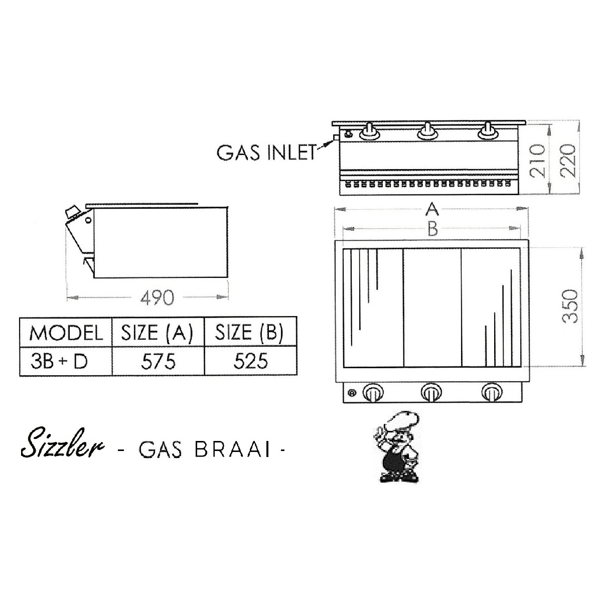 Chad-O-Chef Sizzler - 3 Burner Gas Braai - Image 3